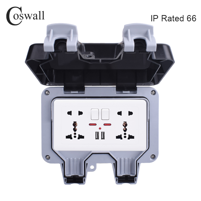 Outdoor Usb Power Adapter - Coswall-مقبس حائط مقاوم للماء IP66 ،